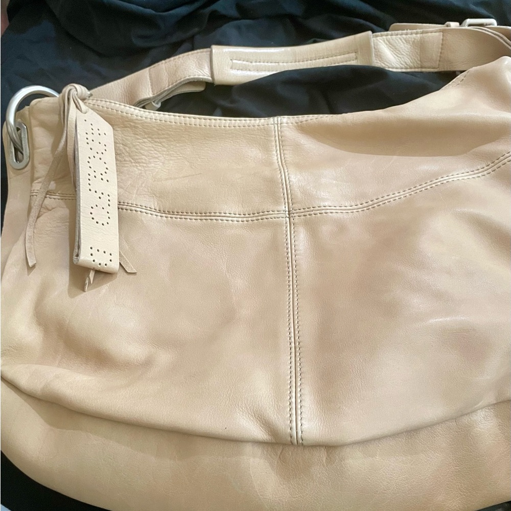 Adolfo Dominguez cream tan leather satchel - Picture 9 of 10